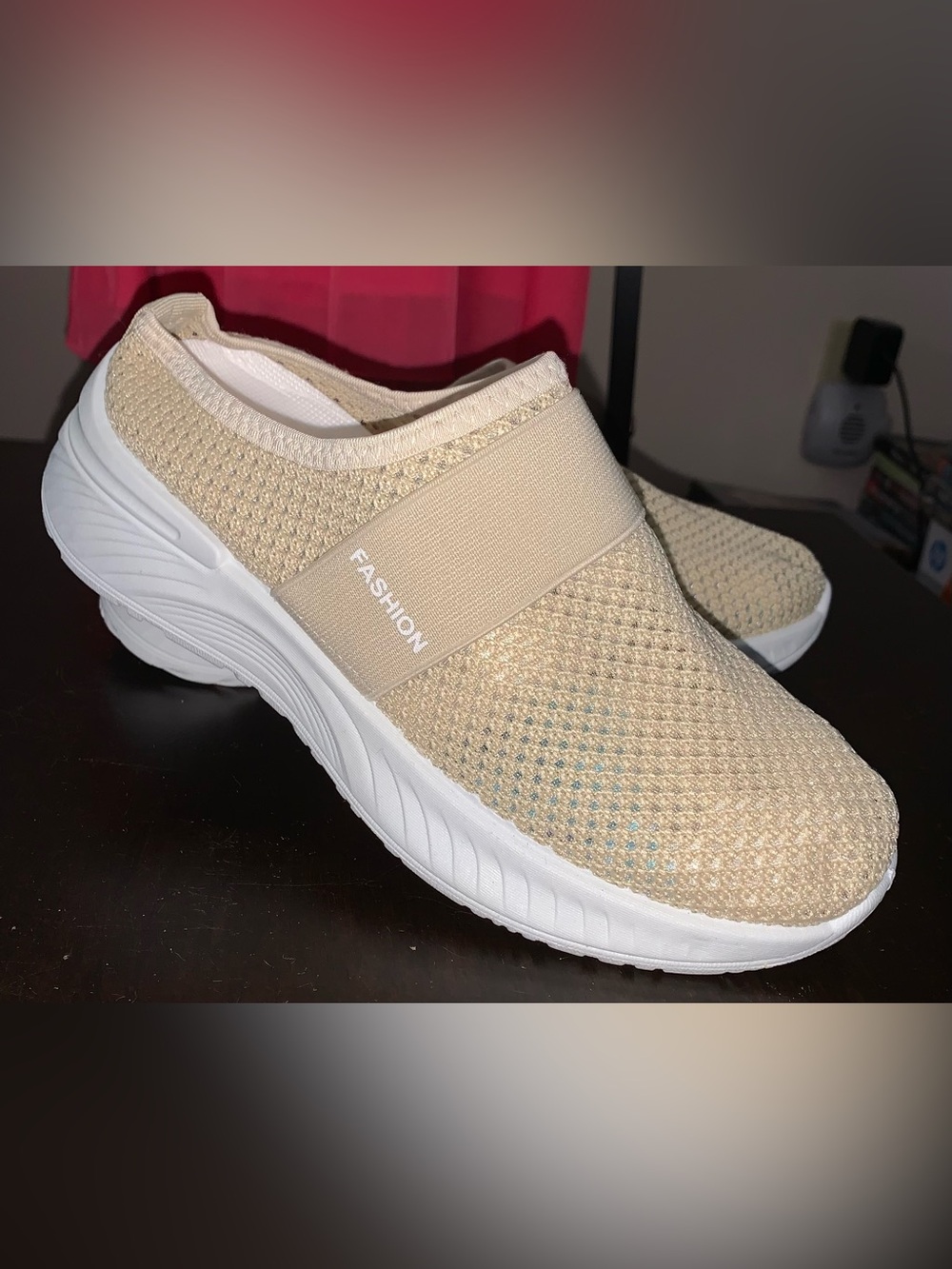 Slip-On Mesh Fashion Walking Shoe - Beige